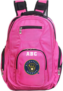 Milwaukee Brewers Pink Personalized Monogram Premium Backpack
