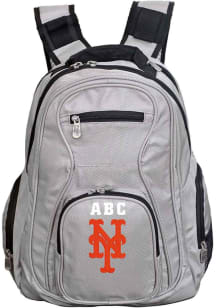 New York Mets Grey Personalized Monogram Premium Backpack