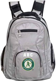 Oakland Athletics Grey Personalized Monogram Premium Backpack