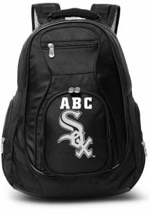 Chicago White Sox Black Personalized Monogram Premium Backpack