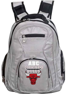 Chicago Bulls Grey Personalized Monogram Premium Backpack
