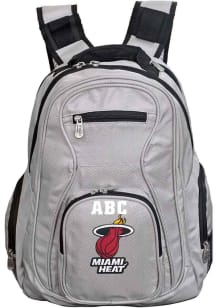 Miami Heat Grey Personalized Monogram Premium Backpack