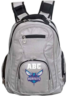 Charlotte Hornets Grey Personalized Monogram Premium Backpack