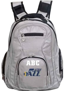 Utah Jazz Grey Personalized Monogram Premium Backpack