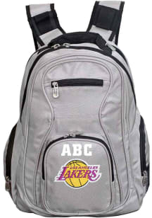 Los Angeles Lakers Grey Personalized Monogram Premium Backpack