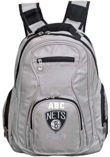 Brooklyn Nets Grey Personalized Monogram Premium Backpack