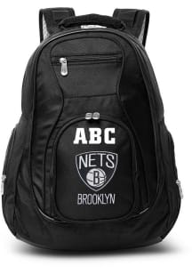 Brooklyn Nets Black Personalized Monogram Premium Backpack