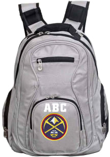 Denver Nuggets Grey Personalized Monogram Premium Backpack