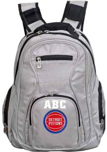 Detroit Pistons Grey Personalized Monogram Premium Backpack