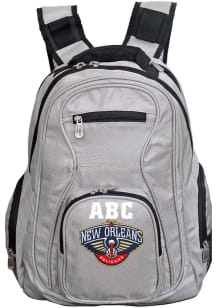 New Orleans Pelicans Grey Personalized Monogram Premium Backpack
