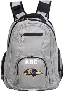 Baltimore Ravens Grey Personalized Monogram Premium Backpack