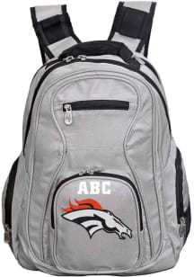 Denver Broncos Grey Personalized Monogram Premium Backpack