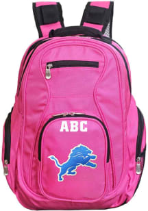 Detroit Lions Pink Personalized Monogram Premium Backpack
