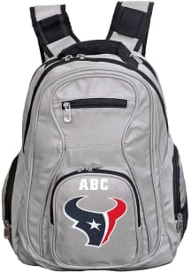 Houston Texans Grey Personalized Monogram Premium Backpack