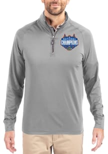 Cutter and Buck Florida Gators Mens Ash 2025 National Champions Adapt Eco Knit Long Sleeve Qtr Zip..