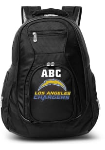 Los Angeles Chargers Black Personalized Monogram Premium Backpack