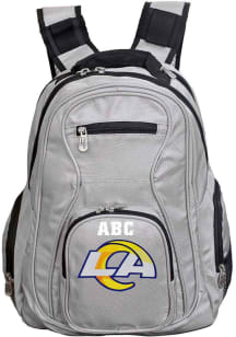 Los Angeles Rams Grey Personalized Monogram Premium Backpack