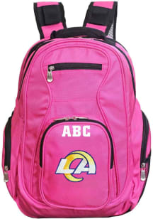 Los Angeles Rams Pink Personalized Monogram Premium Backpack