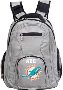 Miami Dolphins Grey Personalized Monogram Premium Backpack