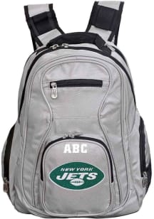 New York Jets Grey Personalized Monogram Premium Backpack