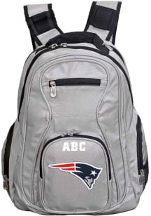 New England Patriots Grey Personalized Monogram Premium Backpack