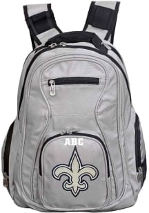 New Orleans Saints Grey Personalized Monogram Premium Backpack