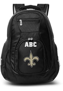 New Orleans Saints Black Personalized Monogram Premium Backpack