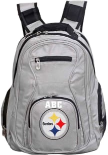 Pittsburgh Steelers Grey Personalized Monogram Premium Backpack