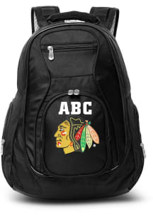 Chicago Blackhawks Black Personalized Monogram Premium Backpack