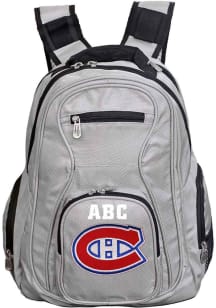 Montreal Canadiens Grey Personalized Monogram Premium Backpack