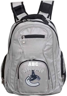 Vancouver Canucks Grey Personalized Monogram Premium Backpack