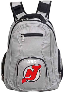 New Jersey Devils Grey Personalized Monogram Premium Backpack