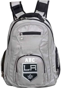 Los Angeles Kings Grey Personalized Monogram Premium Backpack