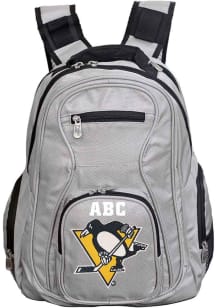 Pittsburgh Penguins Grey Personalized Monogram Premium Backpack