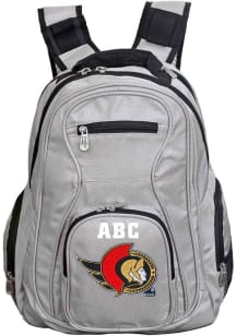 Ottawa Senators Grey Personalized Monogram Premium Backpack