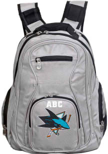 San Jose Sharks Grey Personalized Monogram Premium Backpack