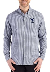 Cutter and Buck West Virginia Mountaineers Mens Navy Blue Alumni Skyline Long Sleeve Dress Shirt