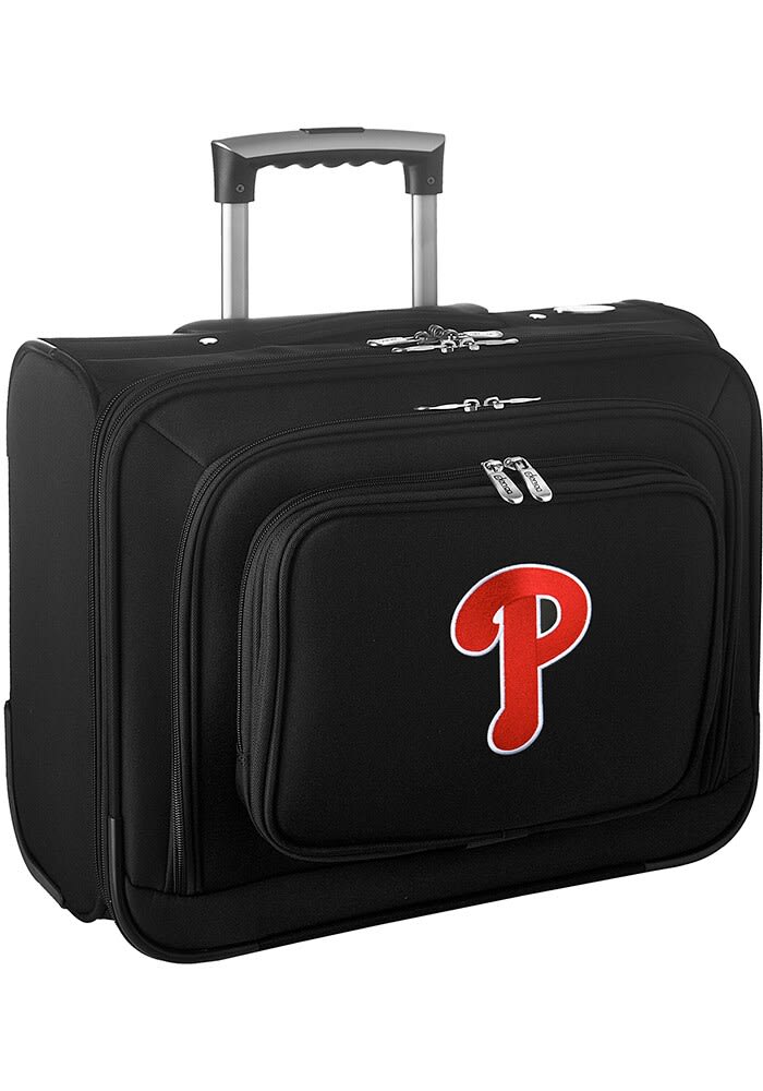 MLB Philadelphia Phillies Rolling Travel Luggage Laptop Overnight Case / Bag,  Black * NEW