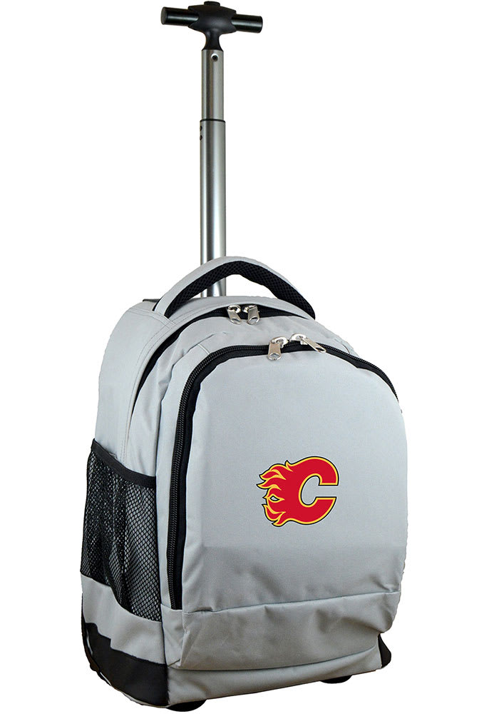 Calgary Flames Grey Wheeled Premium Backpack