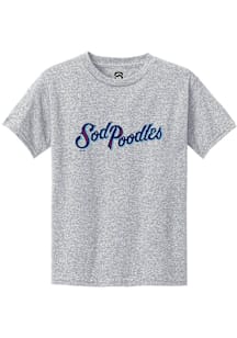 Summit Sportswear Amarillo Sod Poodles Youth Grey Alt Logo Wordmark Short Sleeve T-Shirt