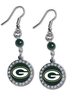 Green Bay Packers Rhinestone Dangle Womens Earrings