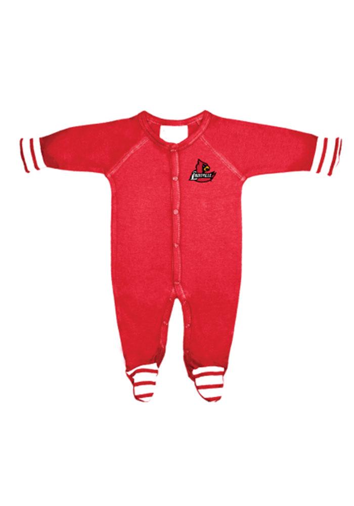 Louisville Cardinals Baby Red Stripe Loungewear One Piece Pajamas