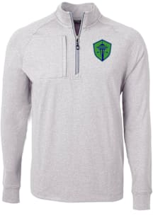 Cutter and Buck Seattle Sounders FC Mens Grey Adapt Eco Knit Big and Tall Qtr Zip