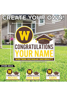 White Western Michigan Broncos Custom Grad Yard Sign