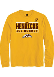 Ty Henricks Mens Gold Western Michigan Broncos NIL Stacked Box Long Sleeve Player T Shirt