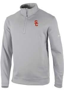 Mens USC Trojans Grey Columbia Heat Seal Omni Wick Wickhams Hills Qtr Zip Pullover