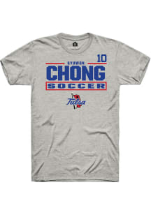 Gyuwon Chong Rally Mens Ash Tulsa Golden Hurricane NIL Stacked Box Player T Shirt