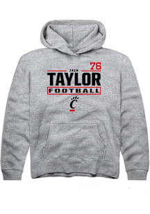 Zach Taylor Rally Cincinnati Bearcats Youth NIL Stacked Box Long Sleeve Player Hoodie Grey