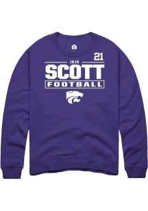 jojo scott Rally Mens Purple K-State Wildcats NIL Stacked Box Player Crew