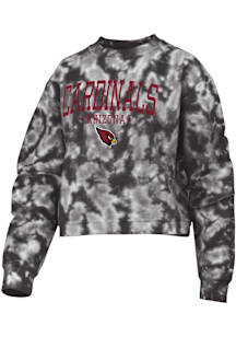 Arizona Cardinals Womens Black Tie Dye Crew Sweatshirt